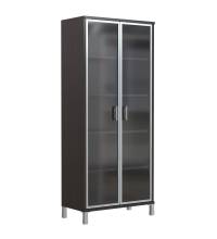 Шкаф высокий со стеклянными дверьми в AL-рамке B 430.8 Венге Магия 900х450х2054 