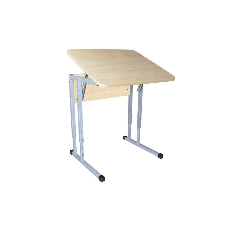 Стол-парта 1-местный, регулируемый угол, "Умник", 600х500х520-640 мм, рост 2-4, серый каркас, ЛДСП клён главное фото