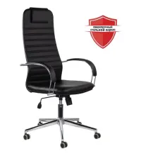 Кресло руководителя Pilot EX-610 CH premium, хром, кожзам, черное