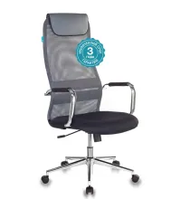 Кресло руководителя Бюрократ KB-9N/DG/TW-12 серый TW-04 TW-12 сетка крестовина хром